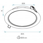 Downlight LED Redondo 24W UGR17, corte 205mm